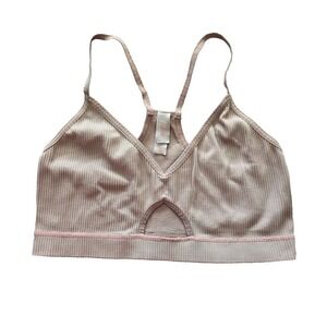 Ribbed Comfort Y2K Bra Top Wireless Pullover Stretch Sleep Active Closie Gray‎ M